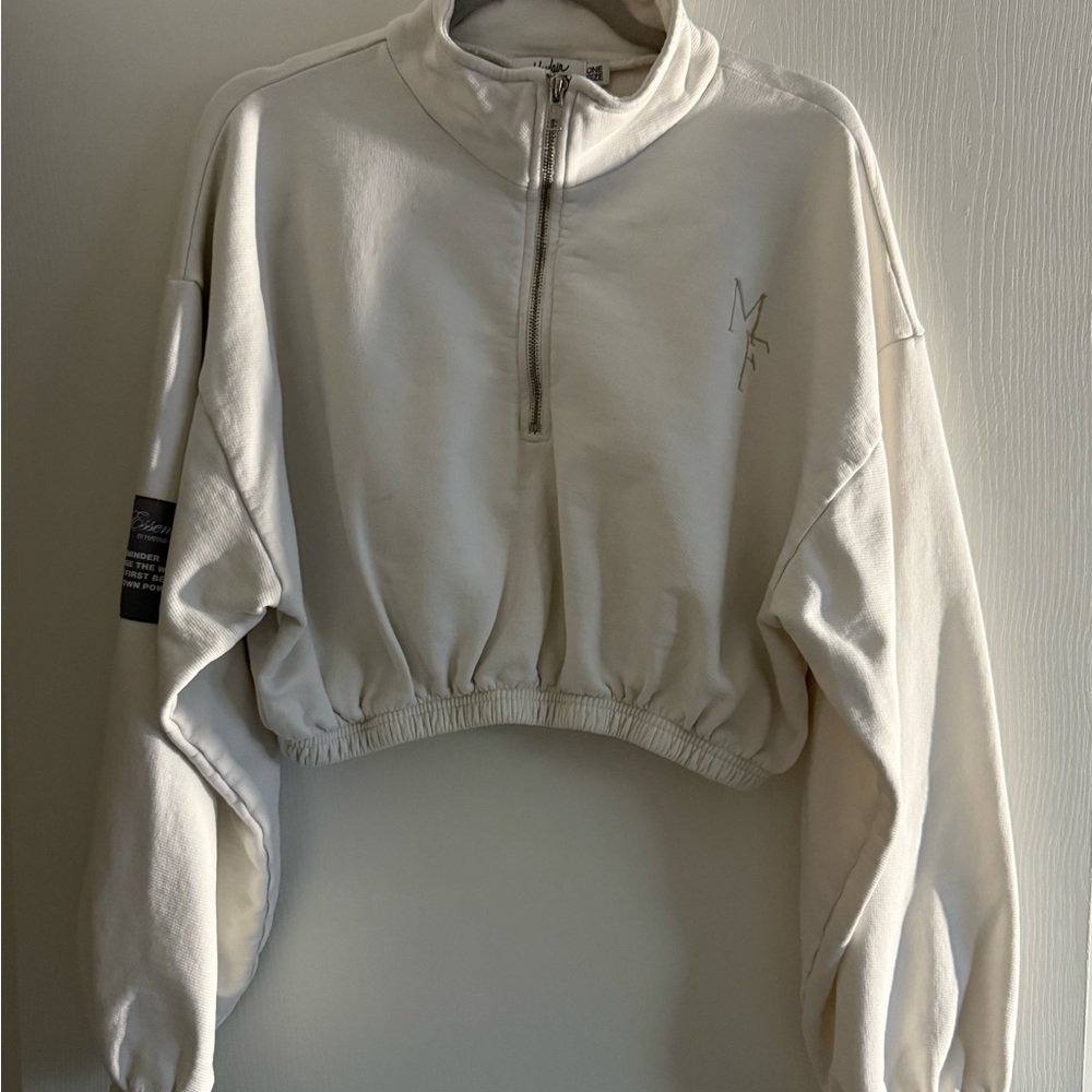 Mayfair Group Half-Zip Cropped Sweatshirt